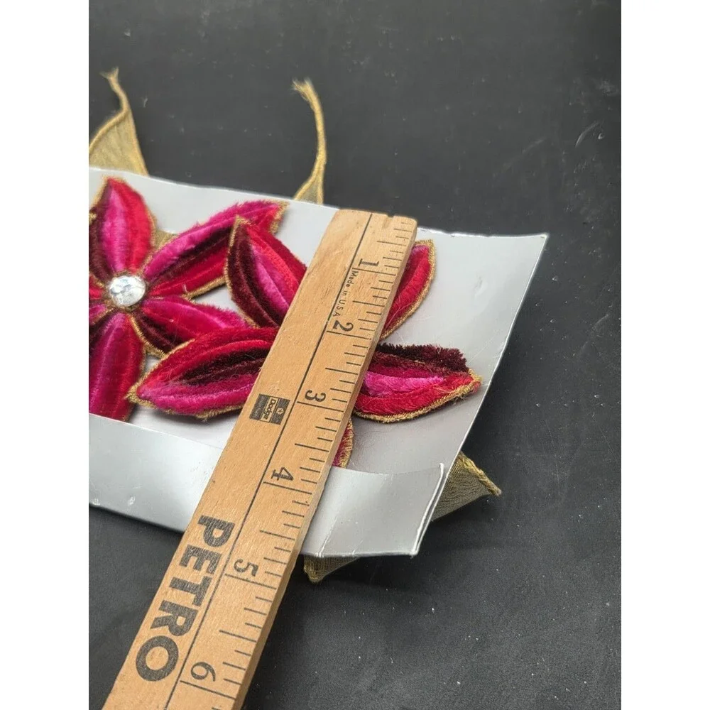 Pier 1 Velvet Sequin Floral Napkin Rings Set Of 4